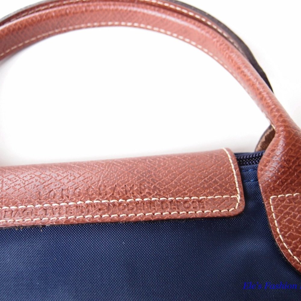 ❤️ NWT LONGCHAMP Le Pliage Type M Medium Short Handle Tote NAVY Blue Authentic - Picture 12 of 16